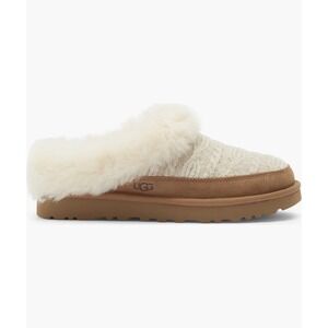 UGG Cozy Knit Slipper Cream Chestnut Cable Knit  Womens new without box size 8
